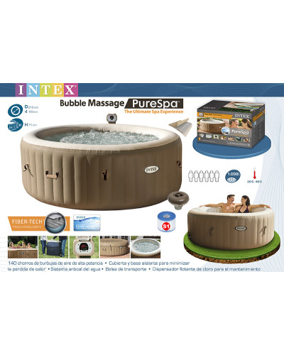Надувной бассейн джакузи PureSpa Bubble Massage (216 х 71 см) Intex 28408