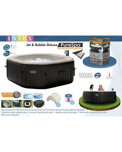 Надувной бассейн джакузи PureSpa Jet and Bubble Deluxe (218 х 71 см) Intex 28456