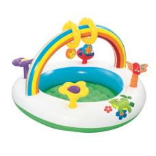Детский надувной манеж Bestway 52239 "Радуга" (91х56 см) арка с игрушками, надувной пол
