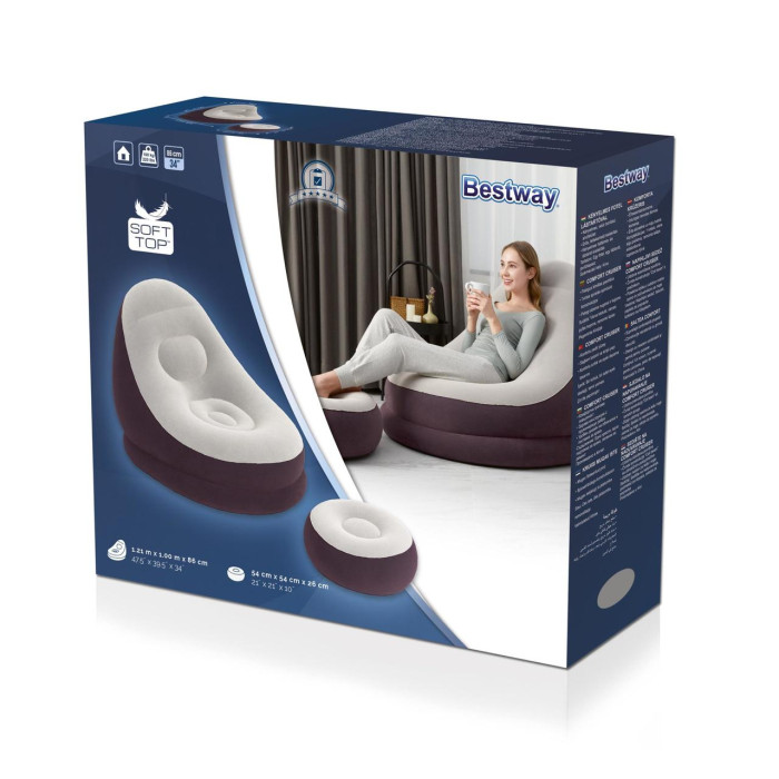 Надувное кресло с пуфиком Bestway 75053 (121x100x86 см) (Бордовый) Надувное кресло с пуфиком Bestway 75053 (121x100x86 см) (Бордовый)