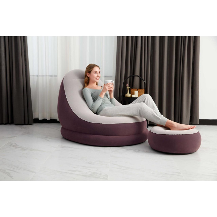 Надувное кресло с пуфиком Bestway 75053 (121x100x86 см) (Бордовый) Надувное кресло с пуфиком Bestway 75053 (121x100x86 см) (Бордовый)