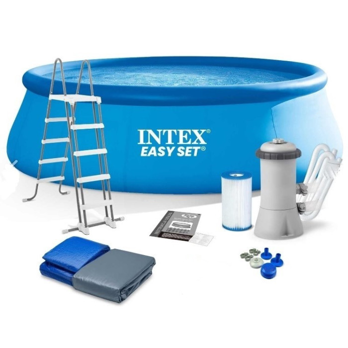 Надувний басейн Intex 26168 (457х122 см) (Картриджний фільтр насос 3785 л/год, драбина, тент, підстилка) Надувний басейн Intex 26168 (457х122 см) (Картриджний фільтр насос 3785 л/год, драбина, тент, підстилка)