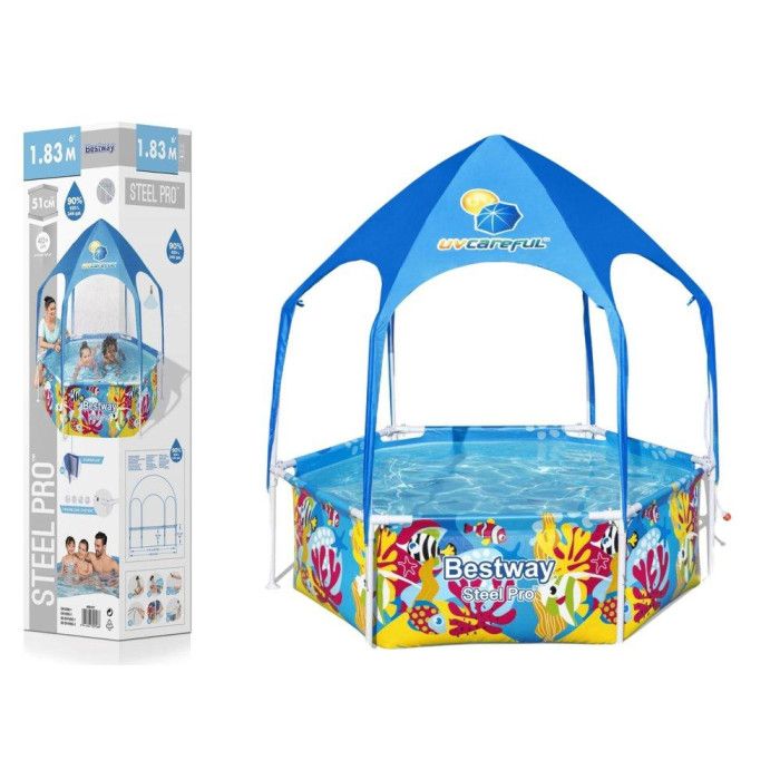 Каркасний басейн Bestway 5618T (183x51 см) душ, навіс Каркасний басейн Bestway 5618T (183x51 см) душ, навіс