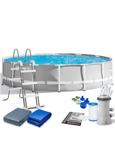 Каркасний басейн Intex 26720 (427х107 см) (Картриджний фільтр 3785 л/год, драбина, тент, підстилка)