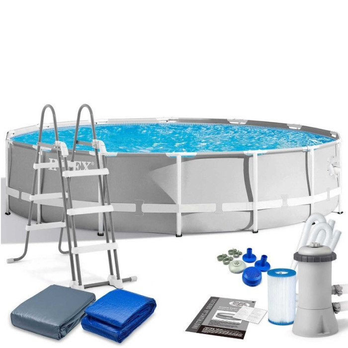 Каркасний басейн Intex 26720 (427х107 см) (Картриджний фільтр 3785 л/год, драбина, тент, підстилка) Каркасний басейн Intex 26720 (427х107 см) (Картриджний фільтр 3785 л/год, драбина, тент, підстилка)