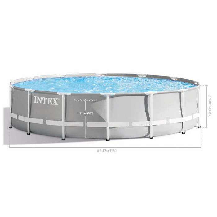 Каркасний басейн Intex 26720 (427х107 см) (Картриджний фільтр 3785 л/год, драбина, тент, підстилка) Каркасний басейн Intex 26720 (427х107 см) (Картриджний фільтр 3785 л/год, драбина, тент, підстилка)