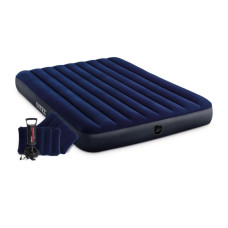 Надувной матрас Intex 64765 (203х152х25 см) с двумя подушками, ручным насосом