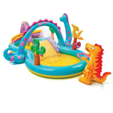 Детский водный игровой центр "Планета динозавров" Intex 57135 (302х229х112 см) горка, душ