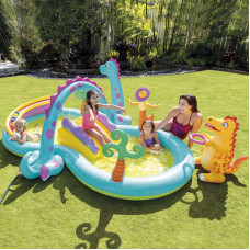 Детский водный игровой центр "Планета динозавров" Intex 57135 (302х229х112 см) горка, душ
