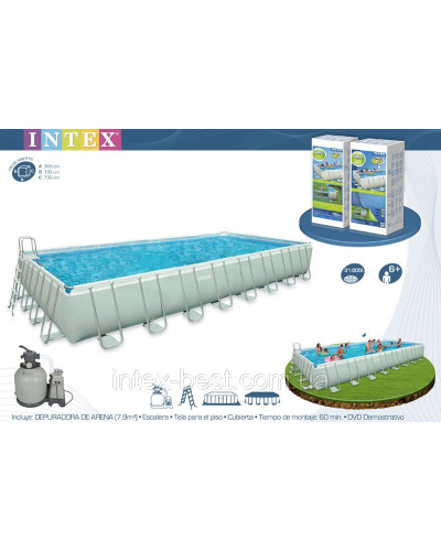 Intex 28362 (26362) - каркасний басейн Ultra Frame Rectangular 732х366х132 см