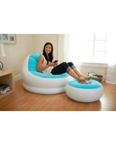 Надувное кресло Intex Cafe Chaise Chair 68572 Голубое (104x109x71 см.)