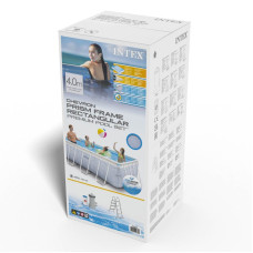 Каркасний прямокутний басейн Intex 26780 (400х200х100 см) (Картриджний фільтр-насос 2006 л/год, драбина)