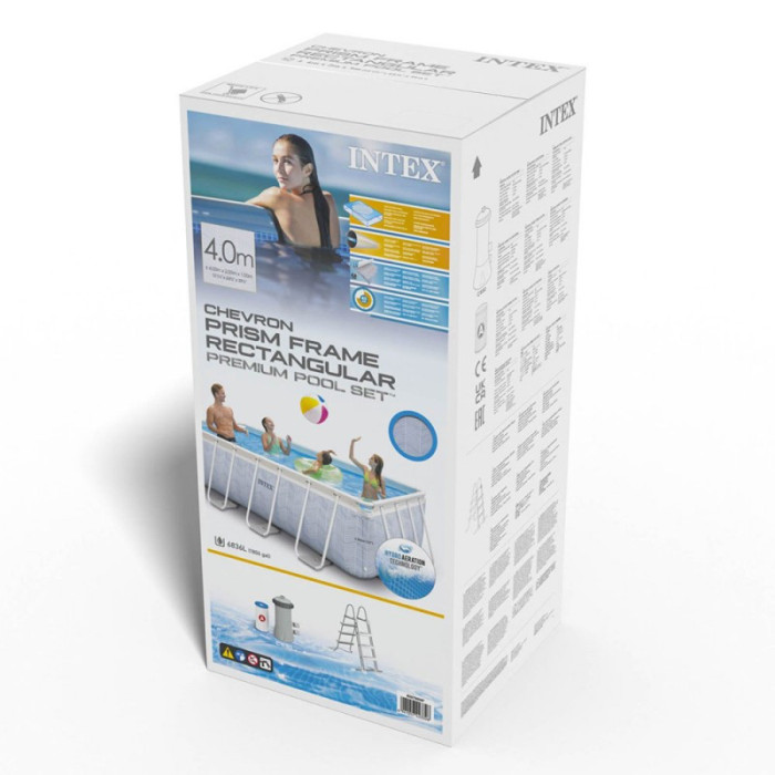 Каркасний прямокутний басейн Intex 26780 (400х200х100 см) (Картриджний фільтр-насос 2006 л/год, драбина) Каркасний прямокутний басейн Intex 26780 (400х200х100 см) (Картриджний фільтр-насос 2006 л/год, драбина)