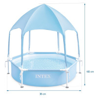 Круглий каркасний басейн Intex 28209 (183х38 см) душ, навіс