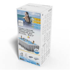 Каркасний прямокутний басейн Intex 26792 (488х244х107 см) (Фільтр-насос 3785 л/год, драбина, тент, підстилка)