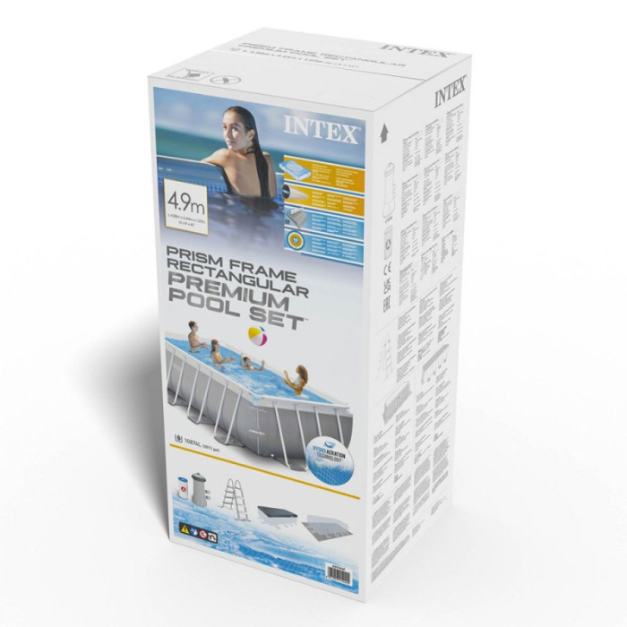 Каркасний прямокутний басейн Intex 26792 (488х244х107 см) (Фільтр-насос 3785 л/год, драбина, тент, підстилка) Каркасний прямокутний басейн Intex 26792 (488х244х107 см) (Фільтр-насос 3785 л/год, драбина, тент, підстилка)