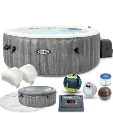 Надувной джакузи-СПА Intex 28440 (196х71 см) (4-х мест: 1 741 л/ч,тент, подстилка, подсветка, 2 подголовника)