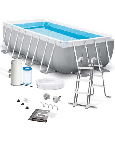 Каркасный прямоугольный бассейн Intex 26788 (400х200х100 см) (Картриджный насос 2006 л/час, лестница)