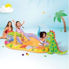 Надувной игровой центр Intex 56139 «Дино мир» (201х157х69 см) горка, фонтан