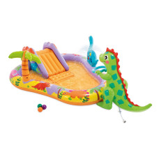 Надувной игровой центр Intex 56139 «Дино мир» (201х157х69 см) горка, фонтан