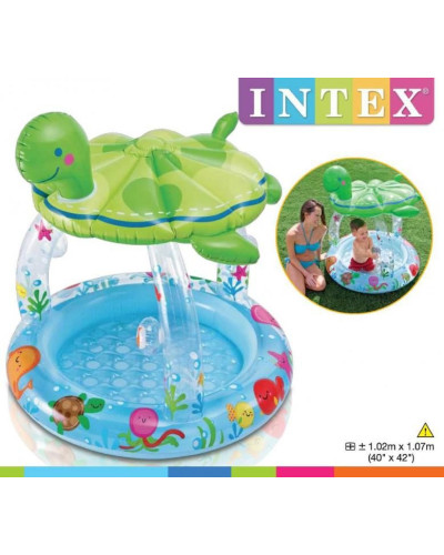 Детский надувной бассейн с навесом Морская черепаха Intex 57119
