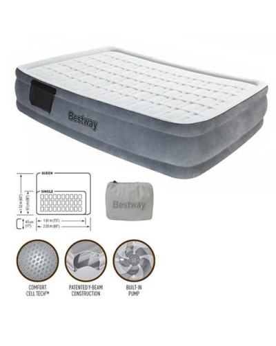 BestWay 67560 - надувна ліжко Pillow Rest Mid-Rise Bed 203х152х43см
