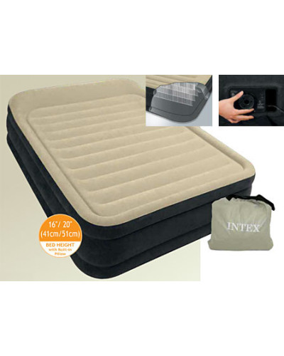 Intex 64404 - двуспальная надувная кровать Premium Comfort-Plush 152x203x33см