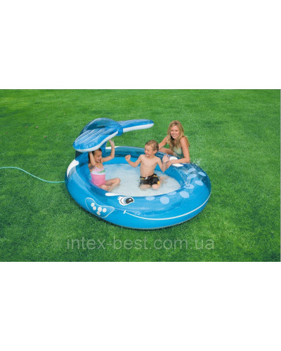 Intex 57435 (208х163х99 см.) Бассейн надувной детский с фонтаном Весёлый кит