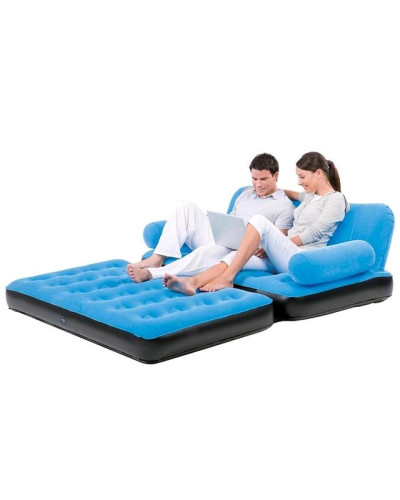 Надувний диван-трансформер 5 в 1 BestWay 67356 Блакитний Comfort (Air-O-Space) (188x152x64) + насос 220V. Велюр.