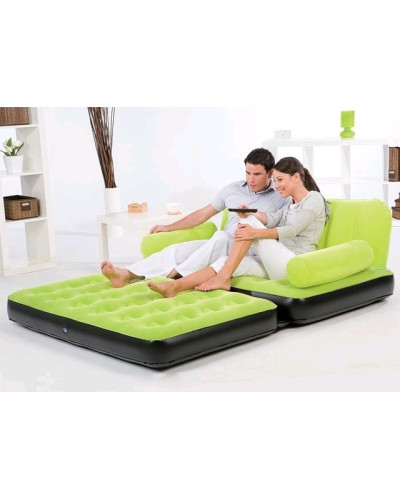 Надувний диван-трансформер 5 в 1 BestWay 67356 Зелений Comfort (Air-O-Space) (188x152x64) + насос 220V. Велюр.