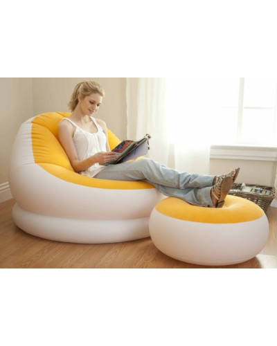 Надувное кресло Intex Cafe Chaise Chair 68572 Желтое (104x109x71 см.)