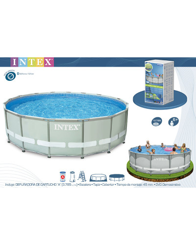 Круглий каркасний басейн Intex 26310/28310 Ultra Frame (427х107 см, 12706 л, фільтр-насос, аксесуари)