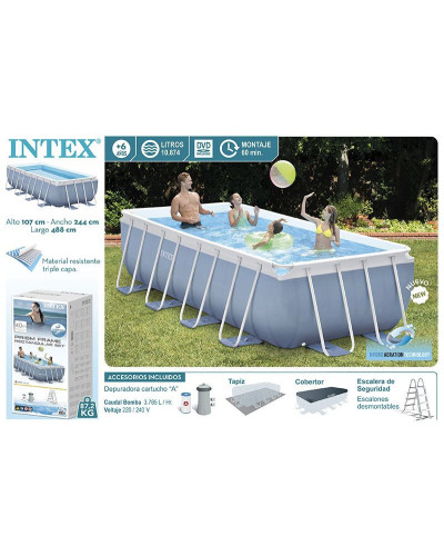 Каркасний прямокутний басейн 26778 Intex 488х244х107см