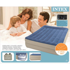 Двоспальне надувне ліжко Intex 67714 (152х203х47 див.) з вбудованим електронасосом